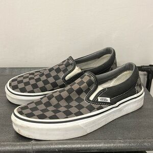 Vans Black and Gray Checkered Slip-On Sneakers